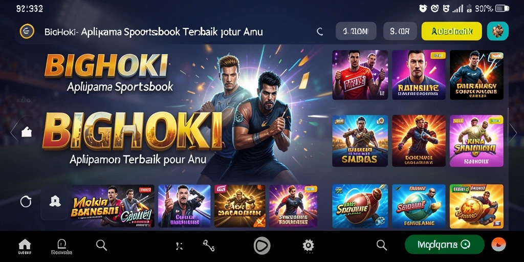 Screenshot gameplay BIGHOKI menampilkan taruhan olahraga langsung.