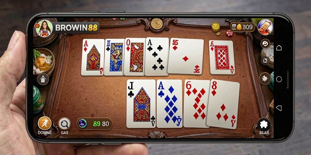 Screenshot gameplay BROWIN88 menampilkan momen seru bermain Domino.