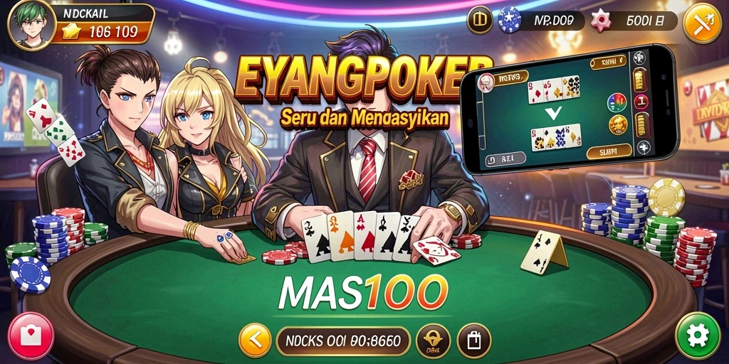 Tampilan gameplay menarik dari EYANGPOKER dengan karakter Anime.