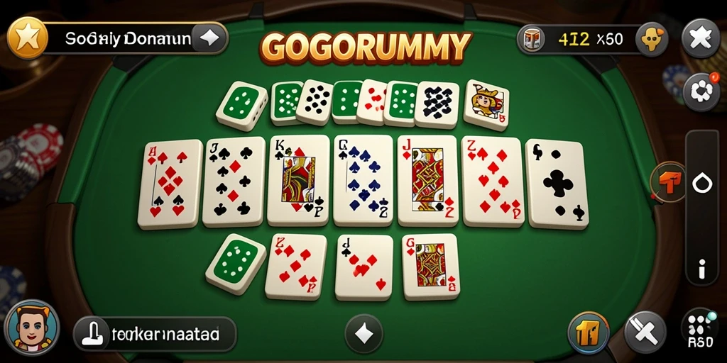 Screenshot GOGORUMMY menampilkan aksi domino yang seru dan interaktif.