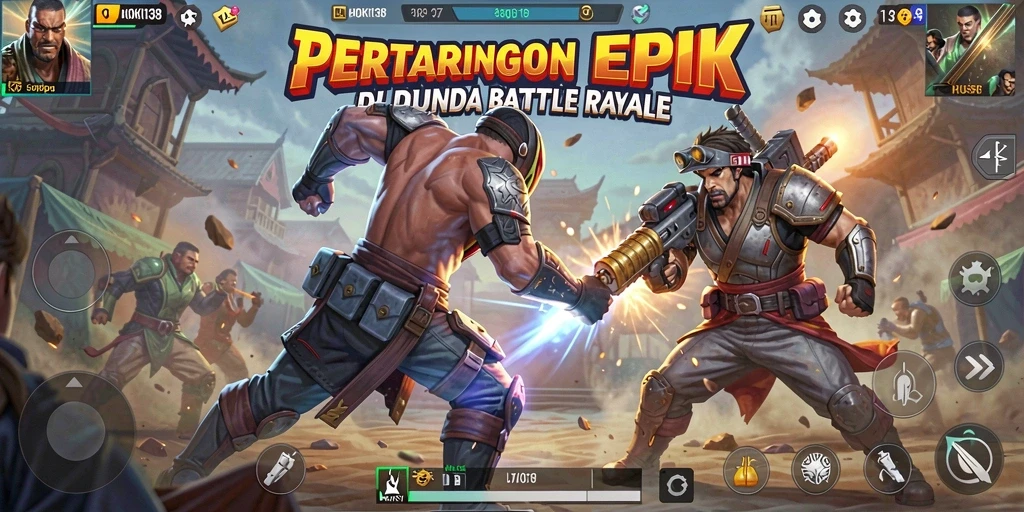 Tangkapan layar HOKI138 menampilkan aksi seru dalam pertarungan Battle Royale.