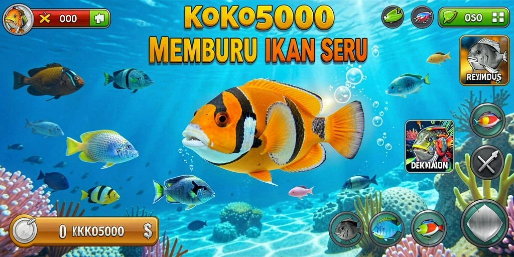 Tangkapan layar gameplay KOKO5000 saat memburu ikan.