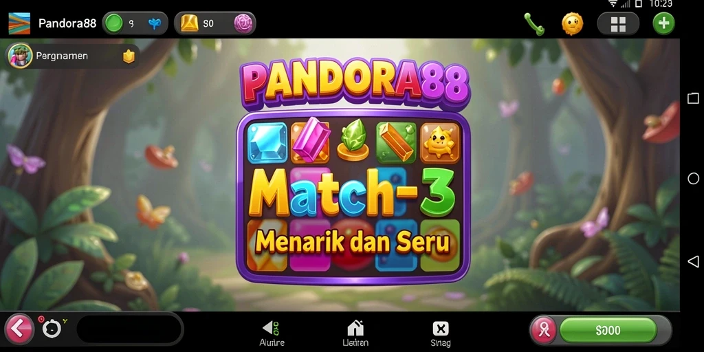 Screenshot gameplay PANDORA88 yang menampilkan aksi Match-3 yang seru.